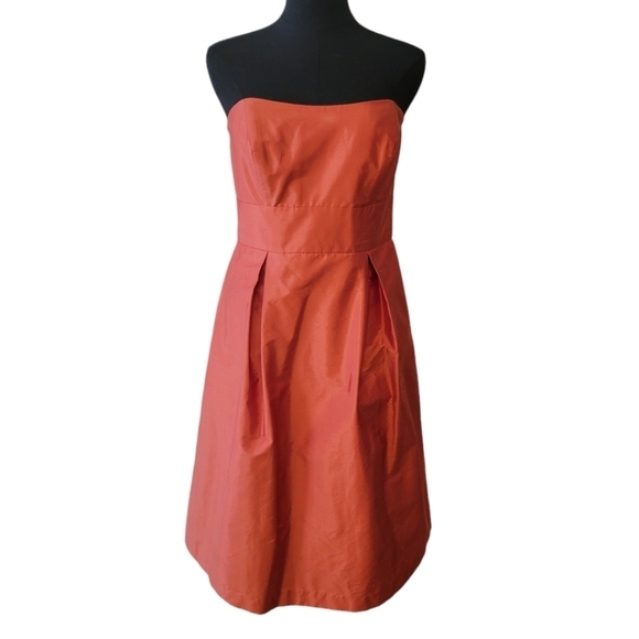 Jenny Yoo 100% Silk Coral Strapless Dress Size 6 - Picture 1 of 5
